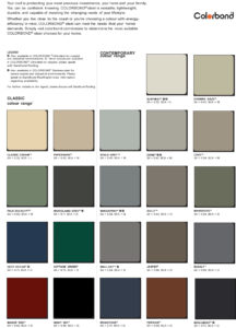 Colorbond colour chart