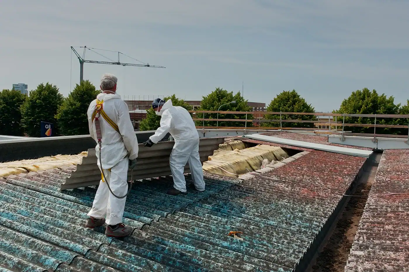 asbestos roof being removed