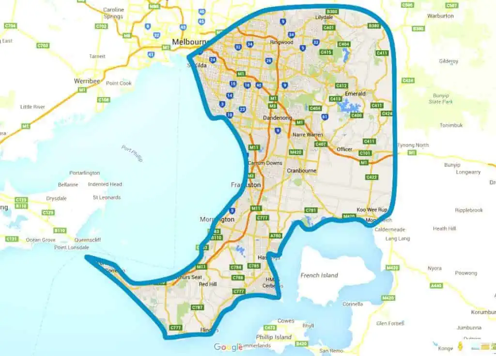 Sandhurst Roofing Service Area Map