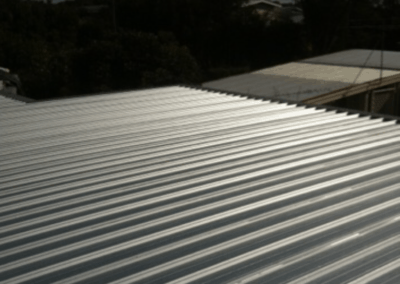 Flat metal roofing close up