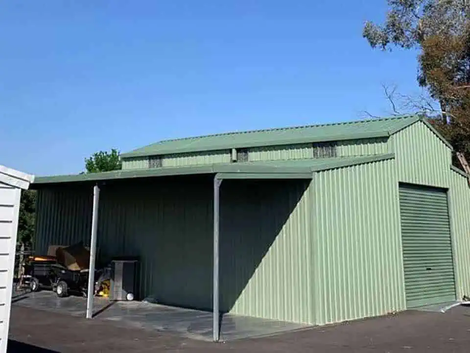 colorbond shed green to iverstone before